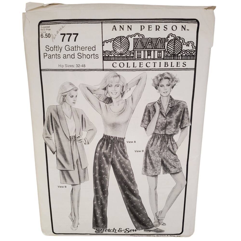 Ann Person Collectibles Sewing Pattern Gathered Pants Shorts 777 Size 32-48 CUT